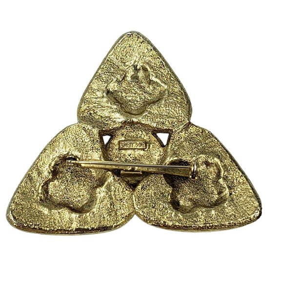 Vintage M JENT Brooch Pin Egyptian Revival Triangular Shape Statement Gold Tone - Picture 10 of 12